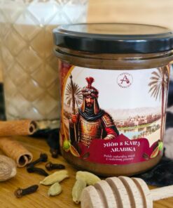 Miód z kawą arabską, kardamonem, goździkami, kakao i gałką muszkatołową 420g