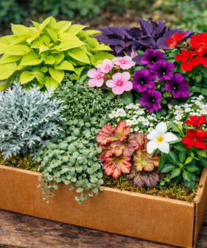 🌸🌿 Kwiatowy Box Niespodzianka – 6 roślin | mix kwiatów i ozdobnych liści